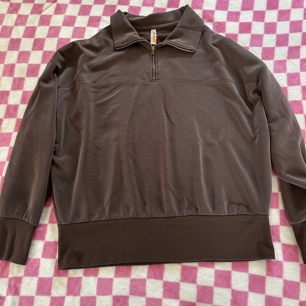 Women’s  Brown Quarter-Zip Sweater